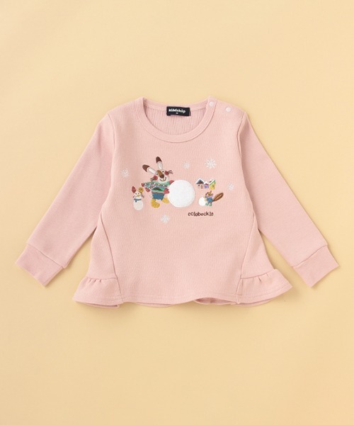 kladskap(クレードスコープ)の「【コロボックルコラボ】雪遊びトレーナー(スウェット・キッズ・ベージュ/ピンク・80cm/90cm/110cm/100cm/120cm)」の1枚目の写真