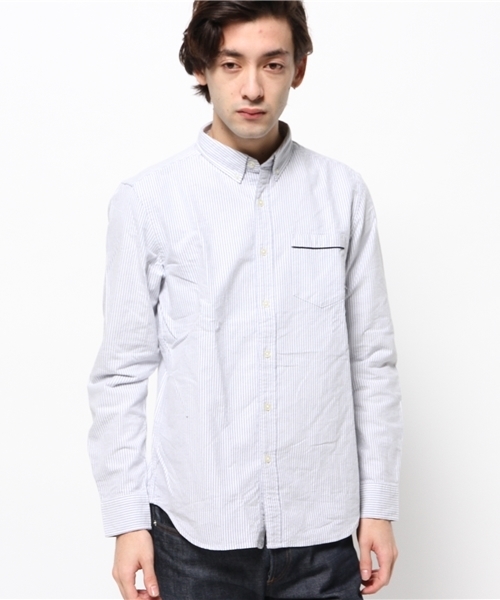OUTLET（アウトレット）の「【CIAOPANIC TYPY】起毛オックスボタンダウンシャツ（シャツ/ブラウス・メンズ・ネイビー/ストライプ/ホワイト・MEDIUM）」の4枚目の写真