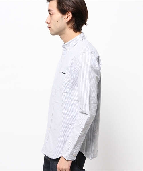 OUTLET（アウトレット）の「【CIAOPANIC TYPY】起毛オックスボタンダウンシャツ（シャツ/ブラウス・メンズ・ネイビー/ストライプ/ホワイト・MEDIUM）」の5枚目の写真