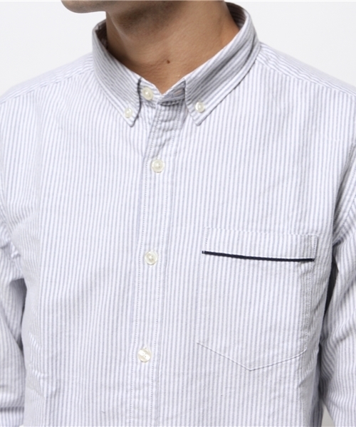 OUTLET（アウトレット）の「【CIAOPANIC TYPY】起毛オックスボタンダウンシャツ（シャツ/ブラウス・メンズ・ネイビー/ストライプ/ホワイト・MEDIUM）」の7枚目の写真