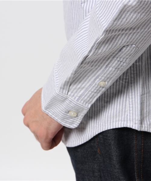 OUTLET（アウトレット）の「【CIAOPANIC TYPY】起毛オックスボタンダウンシャツ（シャツ/ブラウス・メンズ・ネイビー/ストライプ/ホワイト・MEDIUM）」の9枚目の写真