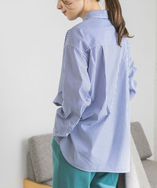 URBAN RESEARCH（アーバンリサーチ）の「ラウンドヘムオーバーシャツ（シャツ/ブラウス・レディース・ブルー系その他/オフホワイト/ストライプ・FREE）」の17枚目の写真