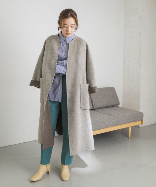 URBAN RESEARCH（アーバンリサーチ）の「ラウンドヘムオーバーシャツ（シャツ/ブラウス・レディース・ブルー系その他/オフホワイト/ストライプ・FREE）」の20枚目の写真