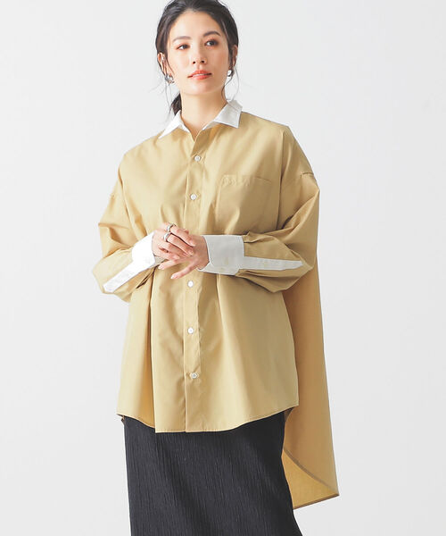 BEAMS LIGHTS(ビームスライツ)の「BEAMS LIGHTS / クレリック オーバー シャツ(シャツ/ブラウス・レディース・ベージュ/サックスブルー・ONE SIZE)」の3枚目の写真