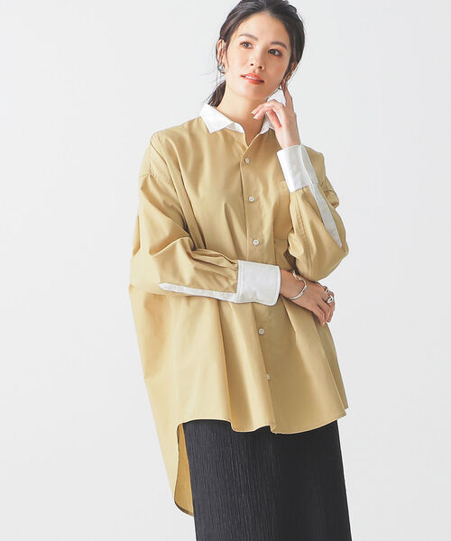 BEAMS LIGHTS(ビームスライツ)の「BEAMS LIGHTS / クレリック オーバー シャツ(シャツ/ブラウス・レディース・ベージュ/サックスブルー・ONE SIZE)」の4枚目の写真