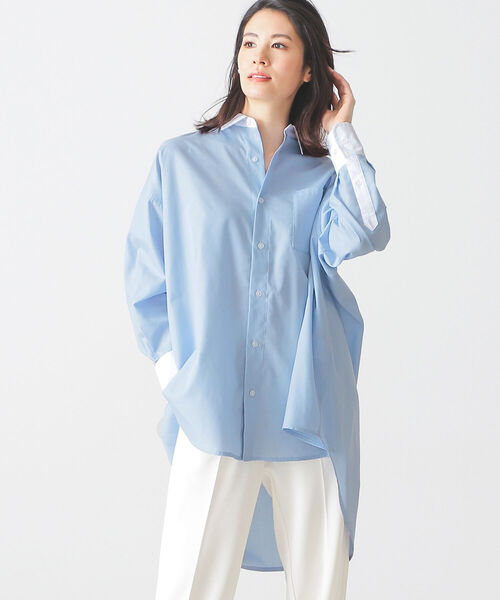 BEAMS LIGHTS(ビームスライツ)の「BEAMS LIGHTS / クレリック オーバー シャツ(シャツ/ブラウス・レディース・ベージュ/サックスブルー・ONE SIZE)」の5枚目の写真