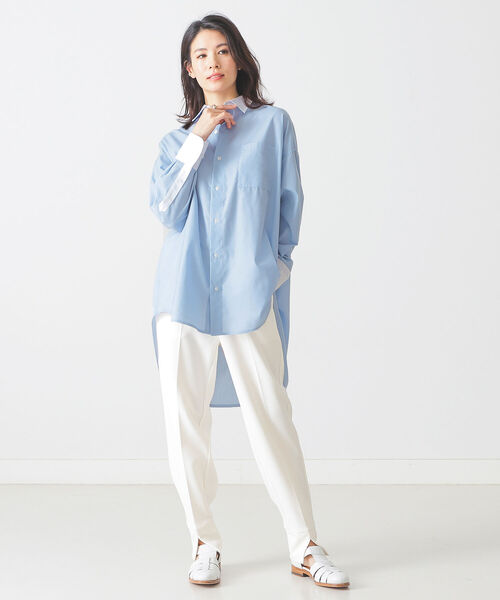 BEAMS LIGHTS(ビームスライツ)の「BEAMS LIGHTS / クレリック オーバー シャツ(シャツ/ブラウス・レディース・ベージュ/サックスブルー・ONE SIZE)」の6枚目の写真