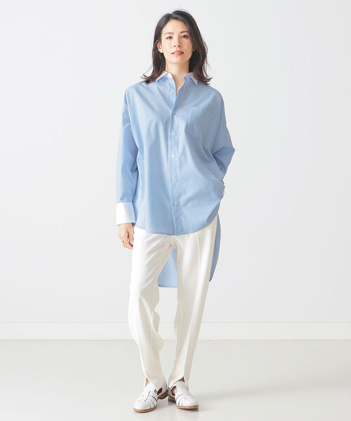 BEAMS LIGHTS(ビームスライツ)の「BEAMS LIGHTS / クレリック オーバー シャツ(シャツ/ブラウス・レディース・ベージュ/サックスブルー・ONE SIZE)」の7枚目の写真