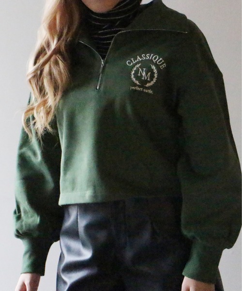 NOMAE（ノーマエ）の「【NOMAE】ハーフZIPカレッジロゴトレーナー（スウェット・レディース・ホワイト/ライトブルー/ライトグリーン/ダークブルー・FREE）」の3枚目の写真