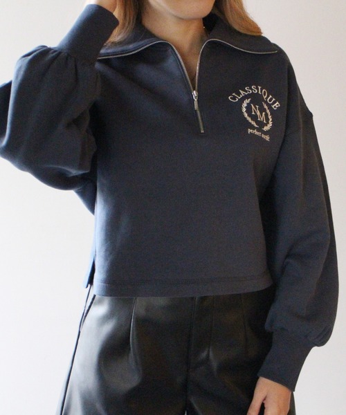 NOMAE（ノーマエ）の「【NOMAE】ハーフZIPカレッジロゴトレーナー（スウェット・レディース・ホワイト/ライトブルー/ライトグリーン/ダークブルー・FREE）」の17枚目の写真