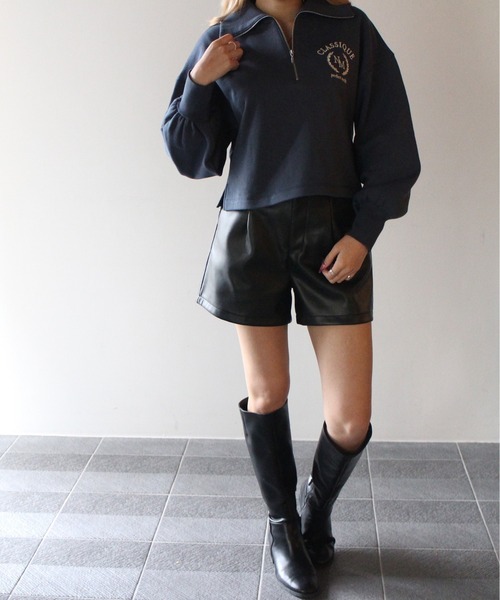 NOMAE（ノーマエ）の「【NOMAE】ハーフZIPカレッジロゴトレーナー（スウェット・レディース・ホワイト/ライトブルー/ライトグリーン/ダークブルー・FREE）」の14枚目の写真