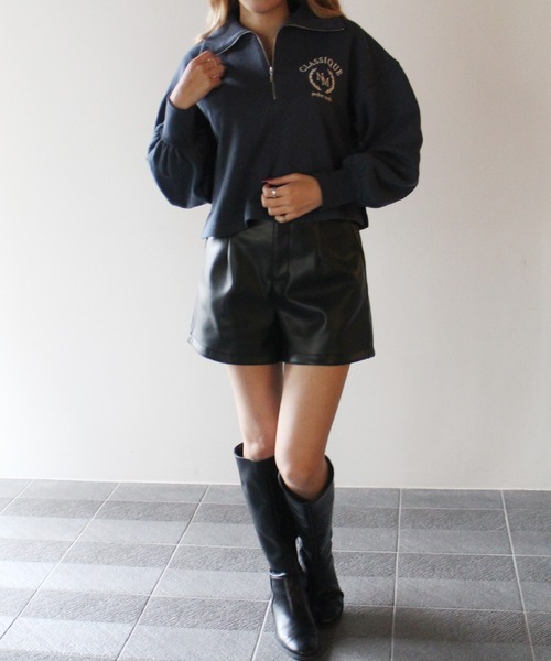 NOMAE（ノーマエ）の「【NOMAE】ハーフZIPカレッジロゴトレーナー（スウェット・レディース・ホワイト/ライトブルー/ライトグリーン/ダークブルー・FREE）」の15枚目の写真