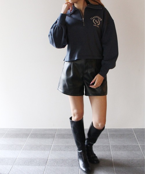 NOMAE（ノーマエ）の「【NOMAE】ハーフZIPカレッジロゴトレーナー（スウェット・レディース・ホワイト/ライトブルー/ライトグリーン/ダークブルー・FREE）」の16枚目の写真