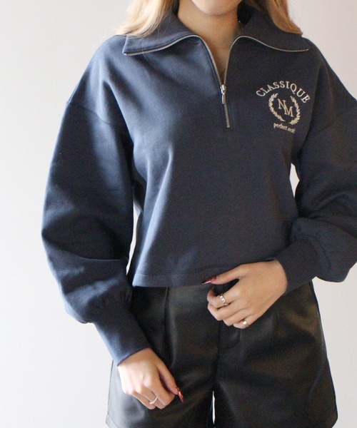 NOMAE（ノーマエ）の「【NOMAE】ハーフZIPカレッジロゴトレーナー（スウェット・レディース・ホワイト/ライトブルー/ライトグリーン/ダークブルー・FREE）」の18枚目の写真