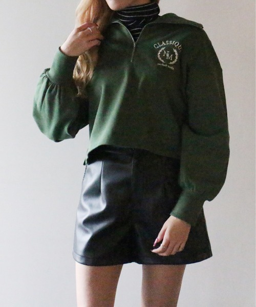 NOMAE（ノーマエ）の「【NOMAE】ハーフZIPカレッジロゴトレーナー（スウェット・レディース・ホワイト/ライトブルー/ライトグリーン/ダークブルー・FREE）」の21枚目の写真