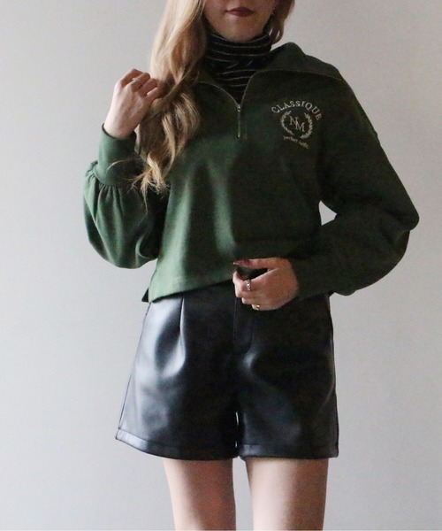 NOMAE（ノーマエ）の「【NOMAE】ハーフZIPカレッジロゴトレーナー（スウェット・レディース・ホワイト/ライトブルー/ライトグリーン/ダークブルー・FREE）」の22枚目の写真