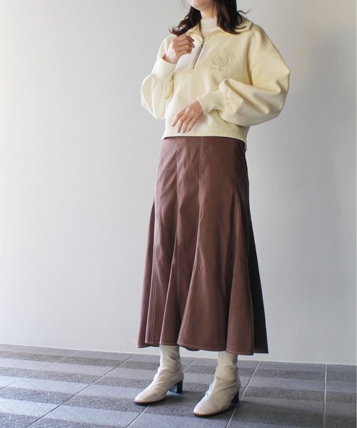 NOMAE（ノーマエ）の「【NOMAE】ハーフZIPカレッジロゴトレーナー（スウェット・レディース・ホワイト/ライトブルー/ライトグリーン/ダークブルー・FREE）」の5枚目の写真