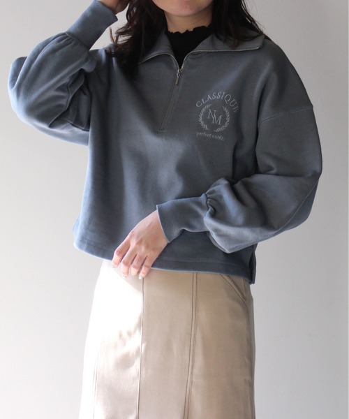 NOMAE（ノーマエ）の「【NOMAE】ハーフZIPカレッジロゴトレーナー（スウェット・レディース・ホワイト/ライトブルー/ライトグリーン/ダークブルー・FREE）」の12枚目の写真