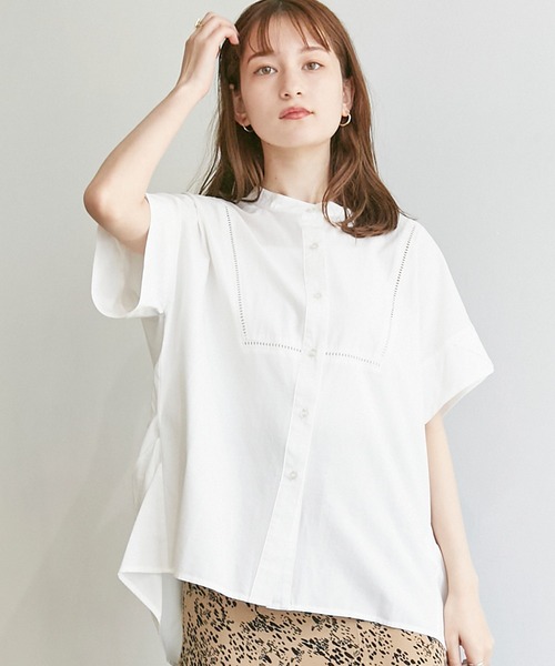 LAVEANGE（ラビアンジェ）の「[新色追加]ハシゴレースブザムブラウス（シャツ/ブラウス・レディース・ブラウン/オフホワイト/ブラック/ライトブルー・L/3L/4L/M/LL）」の5枚目の写真