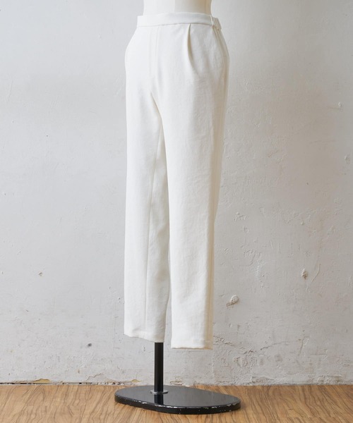 BEARDSLEY（ビアズリー）の「強ストレッチ・透け防止・UVカット・洗濯可能な高機能タックスリムパンツ（その他パンツ・レディース・ホワイト/カーキ/ブラック・0/1/2）」の5枚目の写真