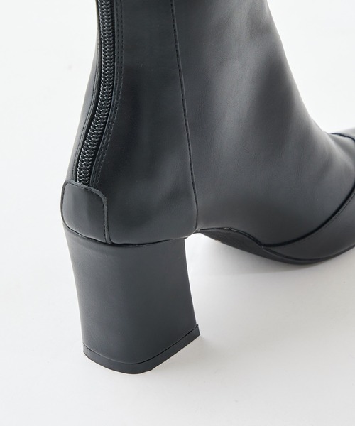 MIIA（ミーア）の「【入荷禁止】フェイクレザーショートブーツ（ブーツ・レディース・ブラック/オフホワイト・MEDIUM/LARGE）」の10枚目の写真