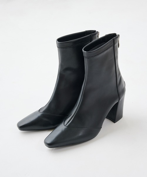 MIIA（ミーア）の「【入荷禁止】フェイクレザーショートブーツ（ブーツ・レディース・ブラック/オフホワイト・MEDIUM/LARGE）」の3枚目の写真