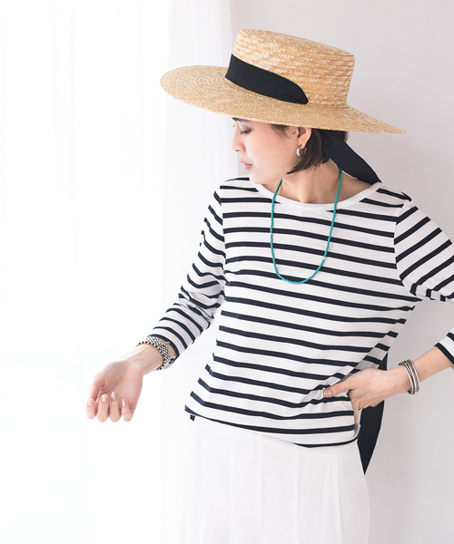 Rouge vif（ルージュヴィフ）の「バックVネック天竺ボーダープルオーバー（Tシャツ/カットソー・レディース・ライム/ネイビー/ブラック・フリー）」の21枚目の写真