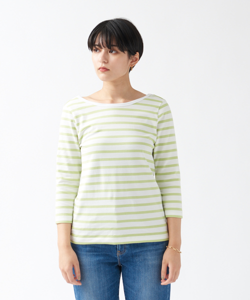 Rouge vif（ルージュヴィフ）の「バックVネック天竺ボーダープルオーバー（Tシャツ/カットソー・レディース・ライム/ネイビー/ブラック・フリー）」の22枚目の写真