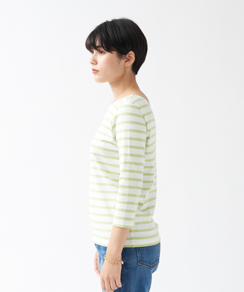 Rouge vif（ルージュヴィフ）の「バックVネック天竺ボーダープルオーバー（Tシャツ/カットソー・レディース・ライム/ネイビー/ブラック・フリー）」の16枚目の写真