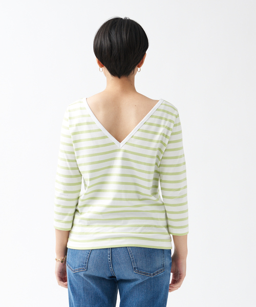 Rouge vif（ルージュヴィフ）の「バックVネック天竺ボーダープルオーバー（Tシャツ/カットソー・レディース・ライム/ネイビー/ブラック・フリー）」の8枚目の写真