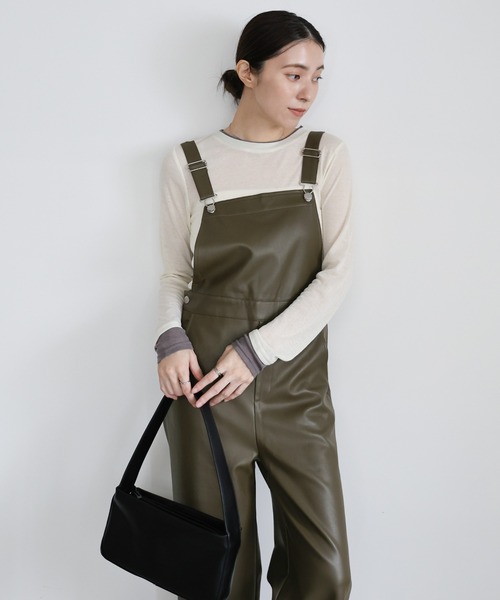 セール】フェイクレザーサロペット（サロペット/オーバーオール