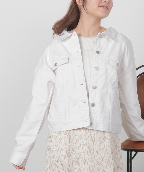 Honeys（ハニーズ）の「後レースアップＧジャン（デニムジャケット・レディース・ラベンダー/ブルー/ライトインディゴブルー/ホワイト/ベージュ・S/M/L）」の2枚目の写真