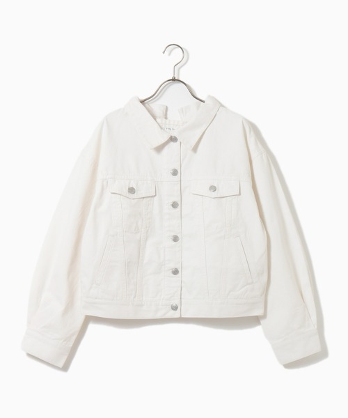 Honeys（ハニーズ）の「後レースアップＧジャン（デニムジャケット・レディース・ラベンダー/ブルー/ライトインディゴブルー/ホワイト/ベージュ・S/M/L）」の9枚目の写真