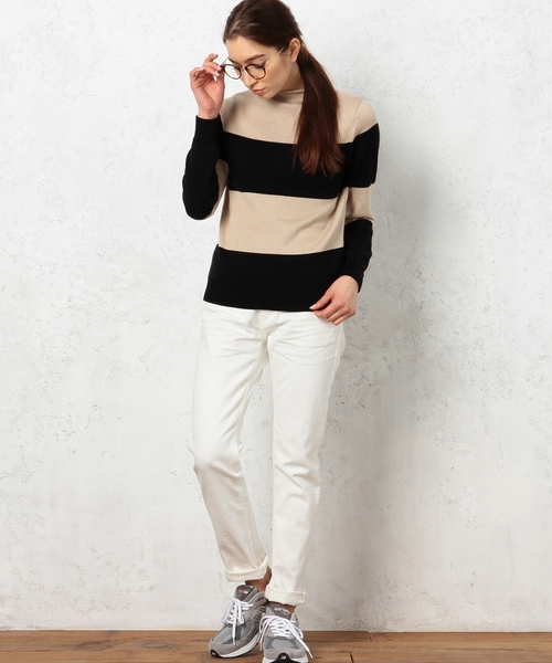 green label relaxing（グリーンレーベルリラクシング）の「GT C WIDE BOR ボトルネック プルオーバー ニット ◆（ニット/セーター・レディース・ブラック/ベージュ・フリー）」の6枚目の写真