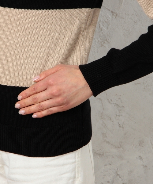 green label relaxing（グリーンレーベルリラクシング）の「GT C WIDE BOR ボトルネック プルオーバー ニット ◆（ニット/セーター・レディース・ブラック/ベージュ・フリー）」の8枚目の写真