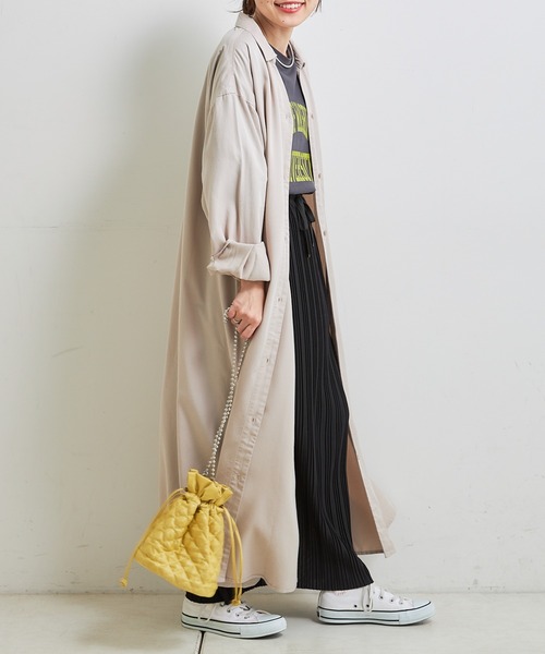 CIAOPANIC TYPY(チャオパニックティピー)の「テンセルロングシャツワンピース(シャツワンピース・レディース・チャコールグレー/ベージュ/カーキ/グレー系その他・ONE SIZE)」の17枚目の写真