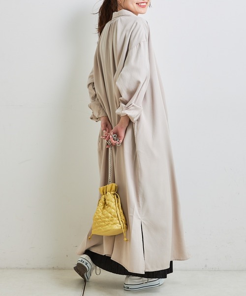 CIAOPANIC TYPY(チャオパニックティピー)の「テンセルロングシャツワンピース(シャツワンピース・レディース・チャコールグレー/ベージュ/カーキ/グレー系その他・ONE SIZE)」の16枚目の写真