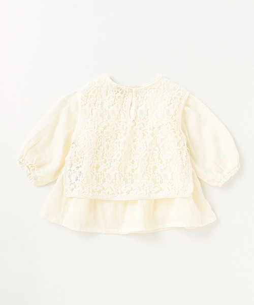 petit main（プティマイン）の「【リンク】レースベスト&ブラウスSET（アンサンブル・キッズ・グリーン/アイボリー・130cm/80ｃｍ/90cm/110cm/100cm/120cm）」の4枚目の写真