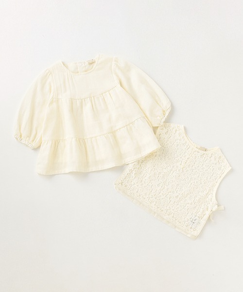 petit main（プティマイン）の「【リンク】レースベスト&ブラウスSET（アンサンブル・キッズ・グリーン/アイボリー・130cm/80ｃｍ/90cm/110cm/100cm/120cm）」の5枚目の写真