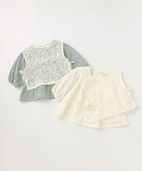 petit main（プティマイン）の「【リンク】レースベスト&ブラウスSET（アンサンブル・キッズ・グリーン/アイボリー・130cm/80ｃｍ/90cm/110cm/100cm/120cm）」の15枚目の写真