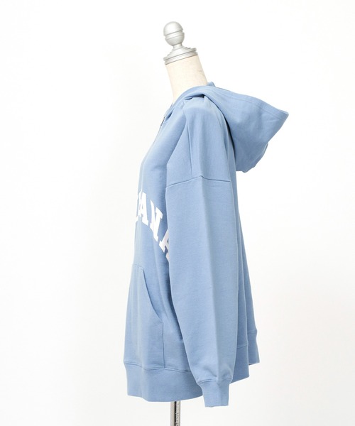 AS KNOW AS PINKY(アズノゥアズピンキー)の「ハーフジップ 楽しみロゴフーディ(パーカー・レディース・ブラック/オフホワイト/サックスブルー/杢グレー・FREE)」の10枚目の写真