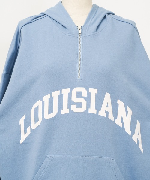 AS KNOW AS PINKY(アズノゥアズピンキー)の「ハーフジップ 楽しみロゴフーディ(パーカー・レディース・ブラック/オフホワイト/サックスブルー/杢グレー・FREE)」の9枚目の写真