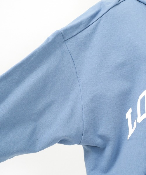 AS KNOW AS PINKY(アズノゥアズピンキー)の「ハーフジップ 楽しみロゴフーディ(パーカー・レディース・ブラック/オフホワイト/サックスブルー/杢グレー・FREE)」の7枚目の写真