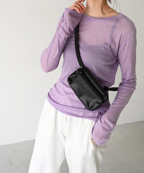 CANAL JEAN（キャナルジーン）の「El mar(エルマール) シアーロングTシャツ（Tシャツ/カットソー・レディース・ホワイト/ブラック/パープル/ピンク/グリーン・ONE SIZE）」の5枚目の写真