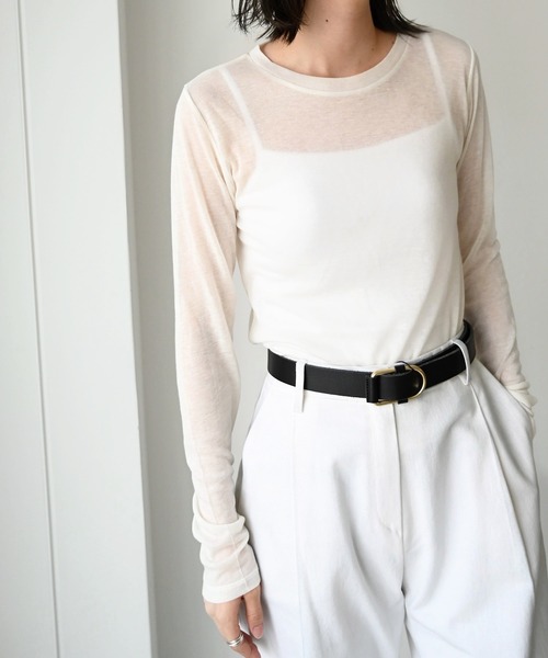 CANAL JEAN（キャナルジーン）の「El mar(エルマール) シアーロングTシャツ（Tシャツ/カットソー・レディース・ホワイト/ブラック/パープル/ピンク/グリーン・ONE SIZE）」の6枚目の写真