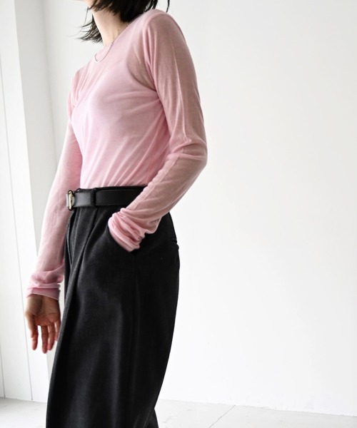 CANAL JEAN（キャナルジーン）の「El mar(エルマール) シアーロングTシャツ（Tシャツ/カットソー・レディース・ホワイト/ブラック/パープル/ピンク/グリーン・ONE SIZE）」の18枚目の写真