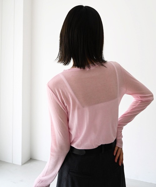 CANAL JEAN（キャナルジーン）の「El mar(エルマール) シアーロングTシャツ（Tシャツ/カットソー・レディース・ホワイト/ブラック/パープル/ピンク/グリーン・ONE SIZE）」の19枚目の写真