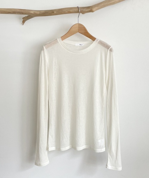 CANAL JEAN（キャナルジーン）の「El mar(エルマール) シアーロングTシャツ（Tシャツ/カットソー・レディース・ホワイト/ブラック/パープル/ピンク/グリーン・ONE SIZE）」の21枚目の写真