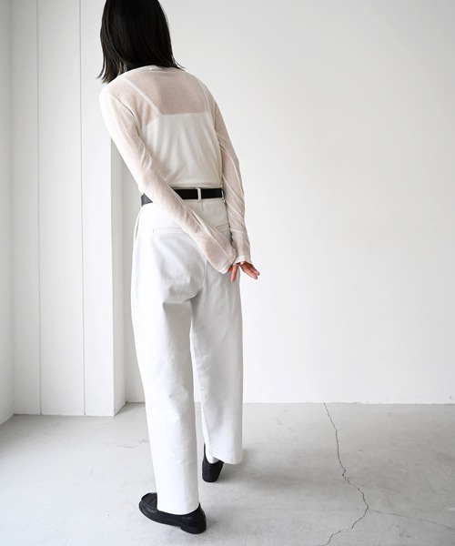 CANAL JEAN（キャナルジーン）の「El mar(エルマール) シアーロングTシャツ（Tシャツ/カットソー・レディース・ホワイト/ブラック/パープル/ピンク/グリーン・ONE SIZE）」の7枚目の写真