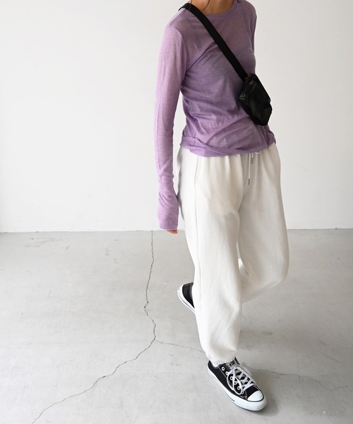 CANAL JEAN（キャナルジーン）の「El mar(エルマール) シアーロングTシャツ（Tシャツ/カットソー・レディース・ホワイト/ブラック/パープル/ピンク/グリーン・ONE SIZE）」の16枚目の写真